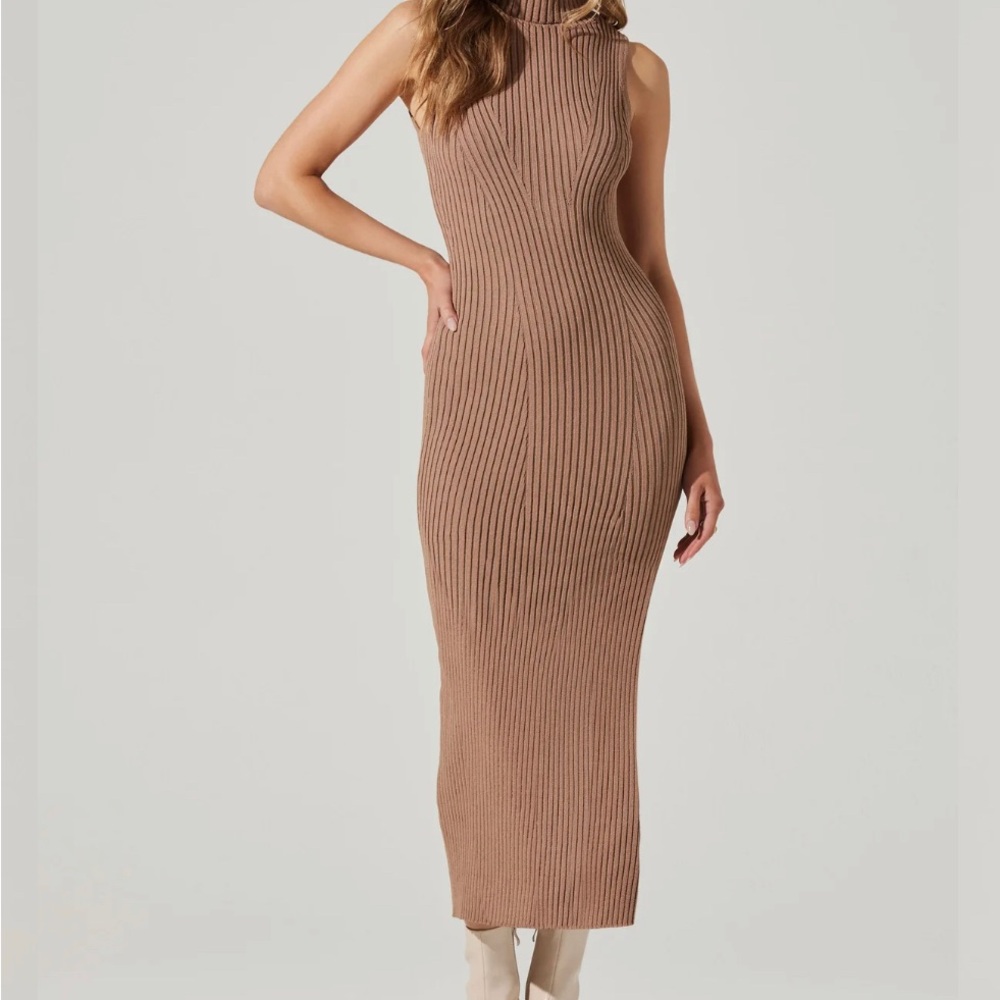 The Label Brown BodyCon Turtle Dress